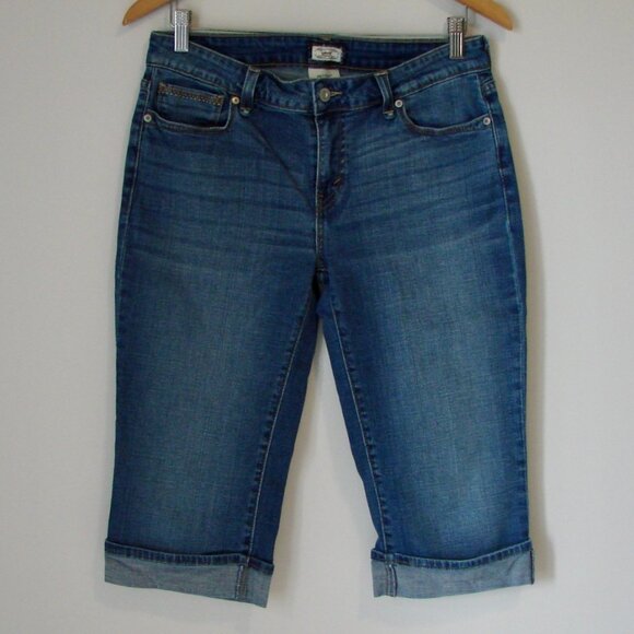 Levi's 515 Capri Jeans Cropped High Waist Cuffed Medium Wash Size 10 Petite 10P - Picture 1 of 13